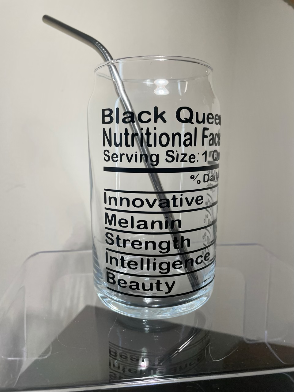 Black Queen Nutrition Facts Glass Cup